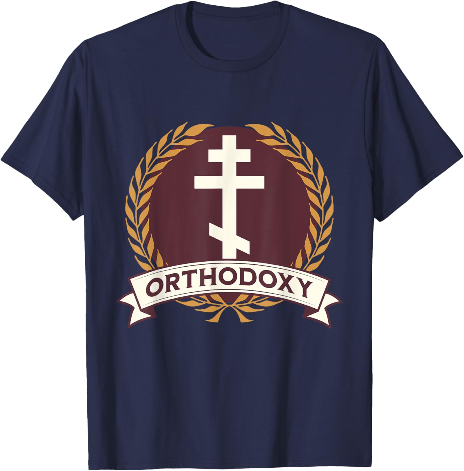 Orthodox Cross Eastern Orthodox Symbol T-Shirt - T-Shirt | Navy
