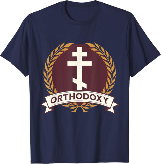 Orthodox Cross Eastern Orthodox Symbol T-Shirt - T-Shirt | Navy