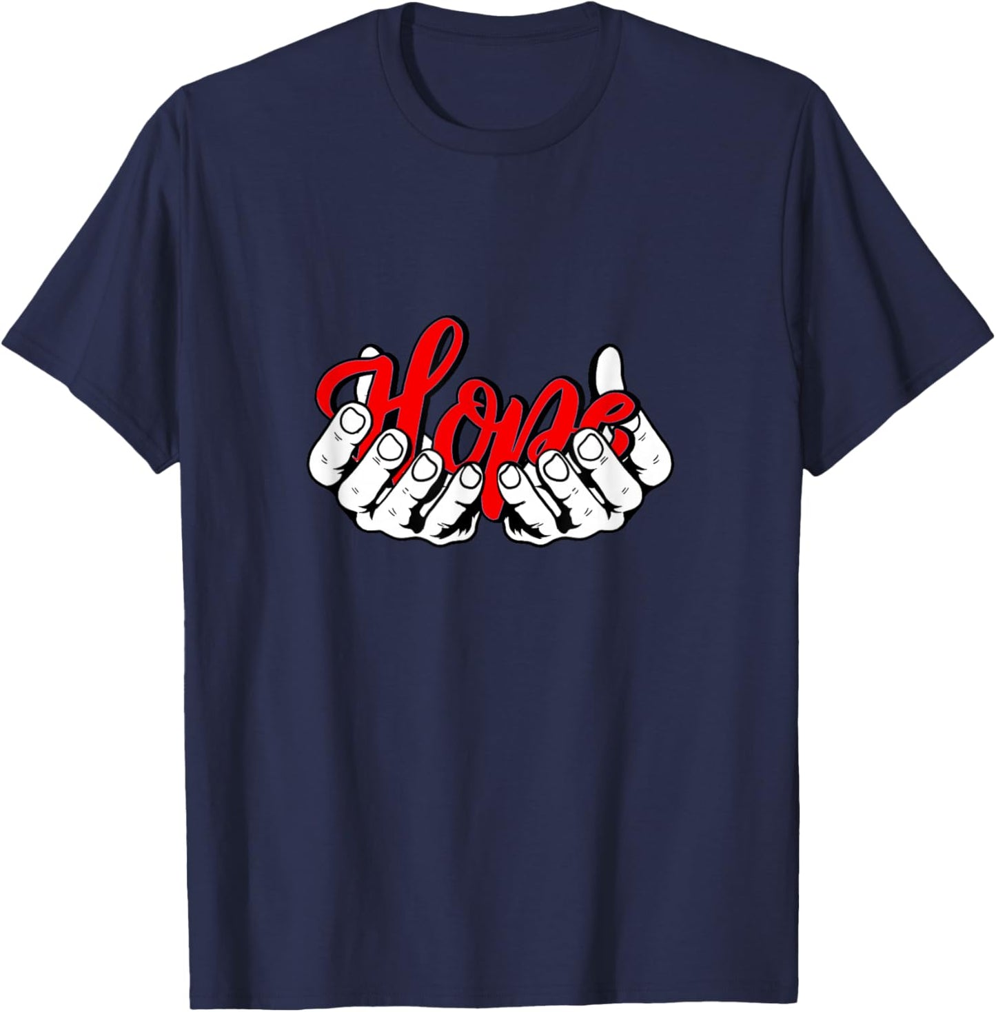 Red Color Hold On to Hope Red Graphic T-Shirt - T-Shirt | Navy