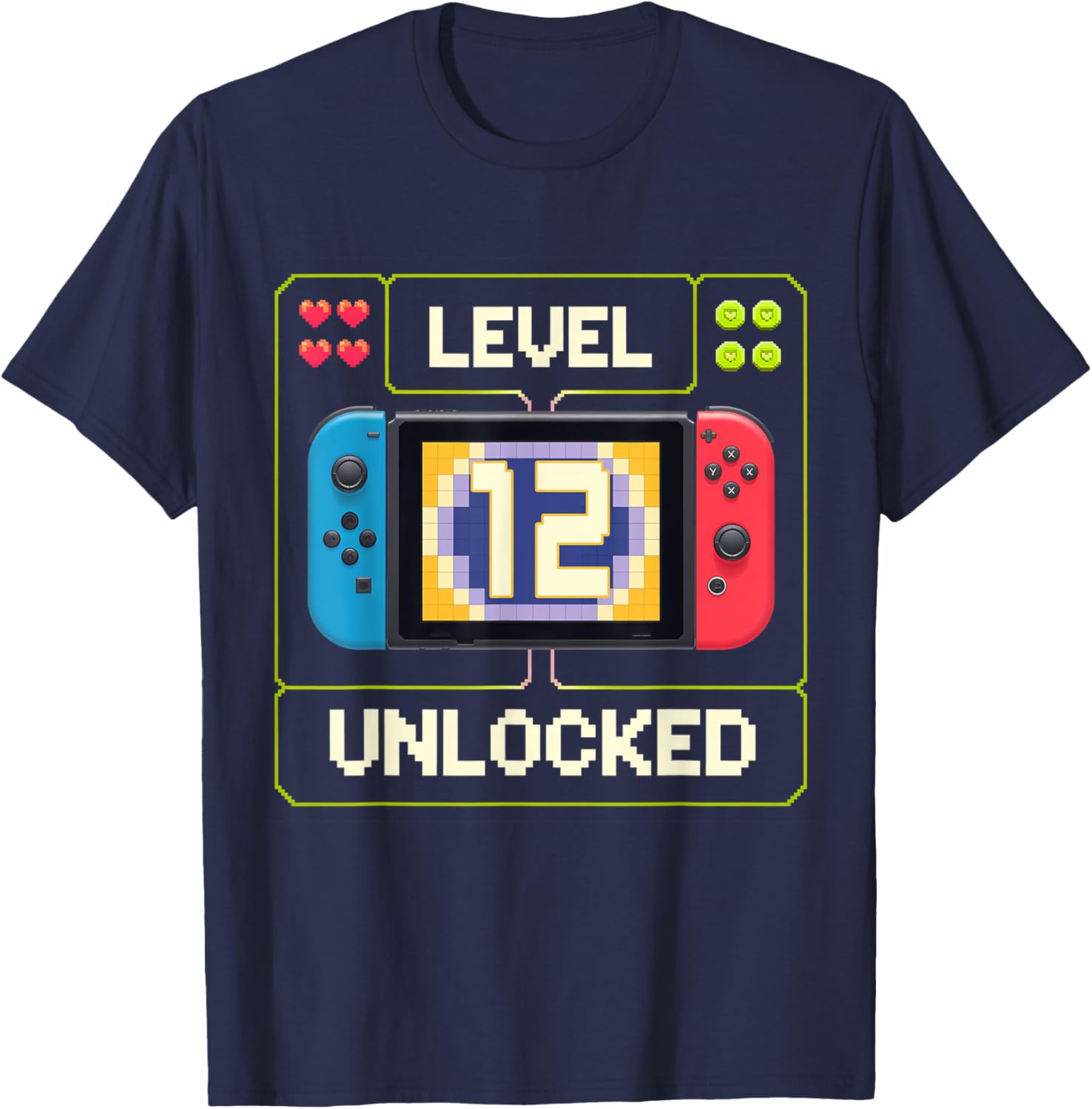 Level 12 Unlocked 12th Birthday Shirt Video Game 12 Year Old T-Shirt - T-Shirt | Navy