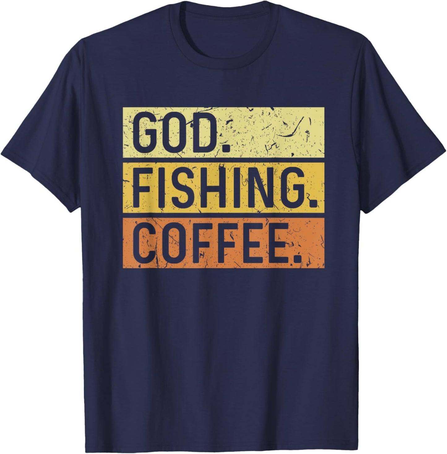 God Fishing Coffee Jesus Fish Fisherman T-Shirt - T-Shirt | Navy
