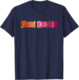 Girl Kisser Lesbian Bisexual Pride Month LGBTQ Support LGBT T-Shirt - T-Shirt | Navy