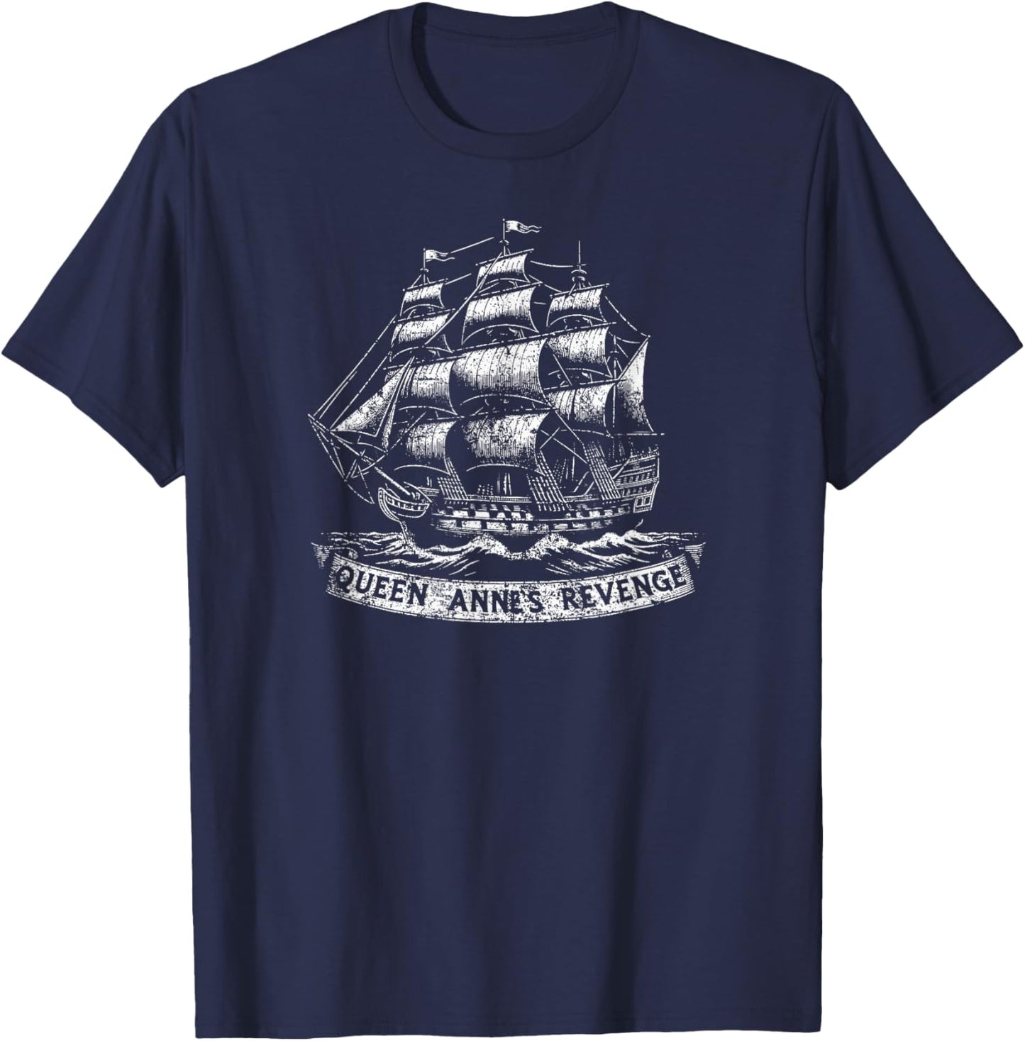 Queen Anne's Revenge Blackbeard's Flagship Distressed T-Shirt - T-Shirt | Navy