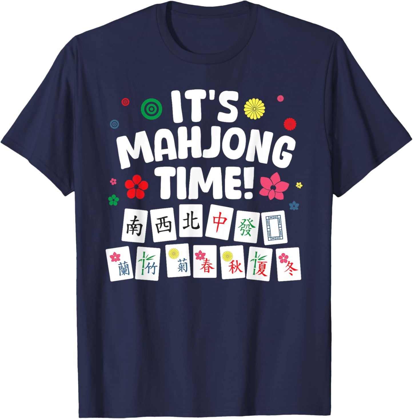 Cute Mahjong Design Women Tile Game Mahjong Player T-Shirt - T-Shirt | Navy