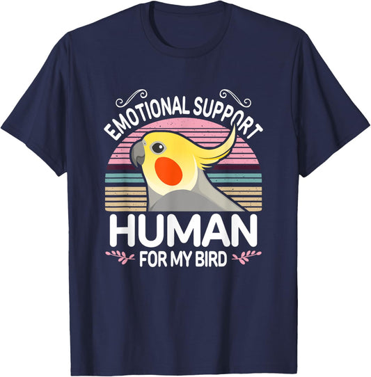 Cockatiel Emotional Support Human Funny Pet Parrot Bird ESA T-Shirt - T-Shirt | Navy