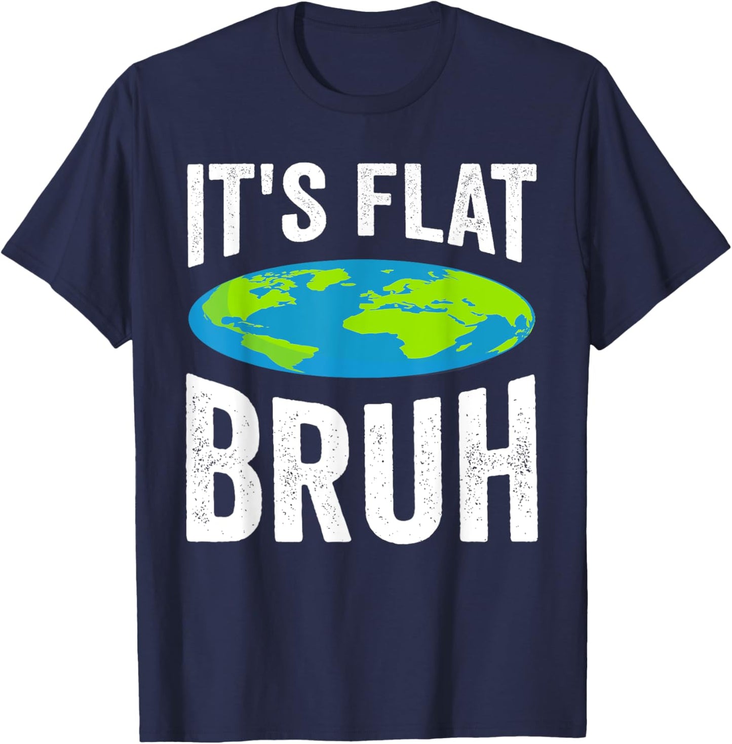 Flat Earth , Black, S T-Shirt - T-Shirt | Navy