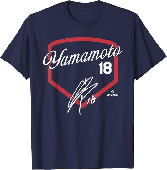 Yoshinobu Yamamoto | Los Angeles MLB Player | MLBYAM3001 T-Shirt - T-Shirt | Navy