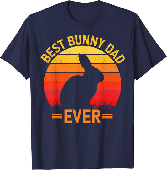 Rabbit Dad Best Bunny Dad Ever Fatherhood Lover Bunnies T-Shirt - T-Shirt | Navy