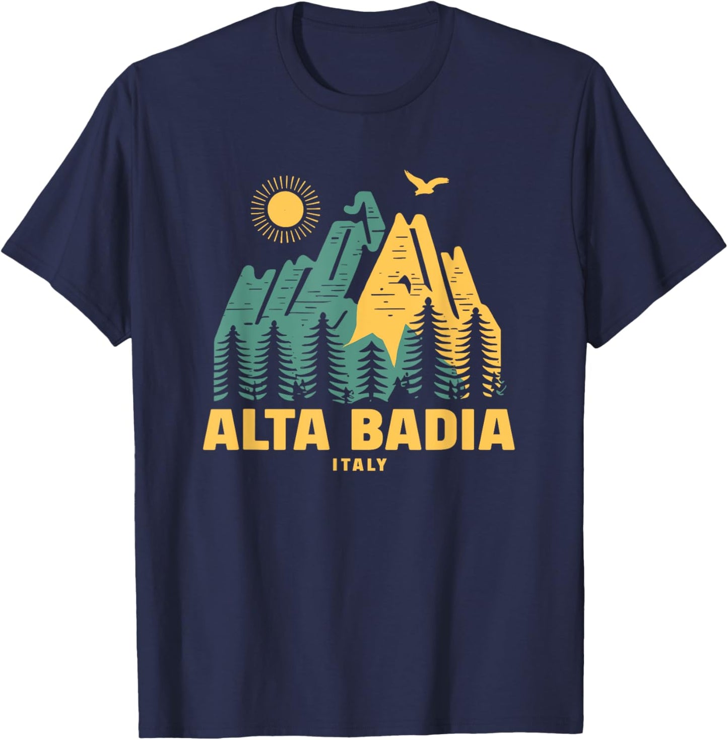 Alta Badia Mountains Italy Hiking Outdoors Vintage T-Shirt - T-Shirt | Navy