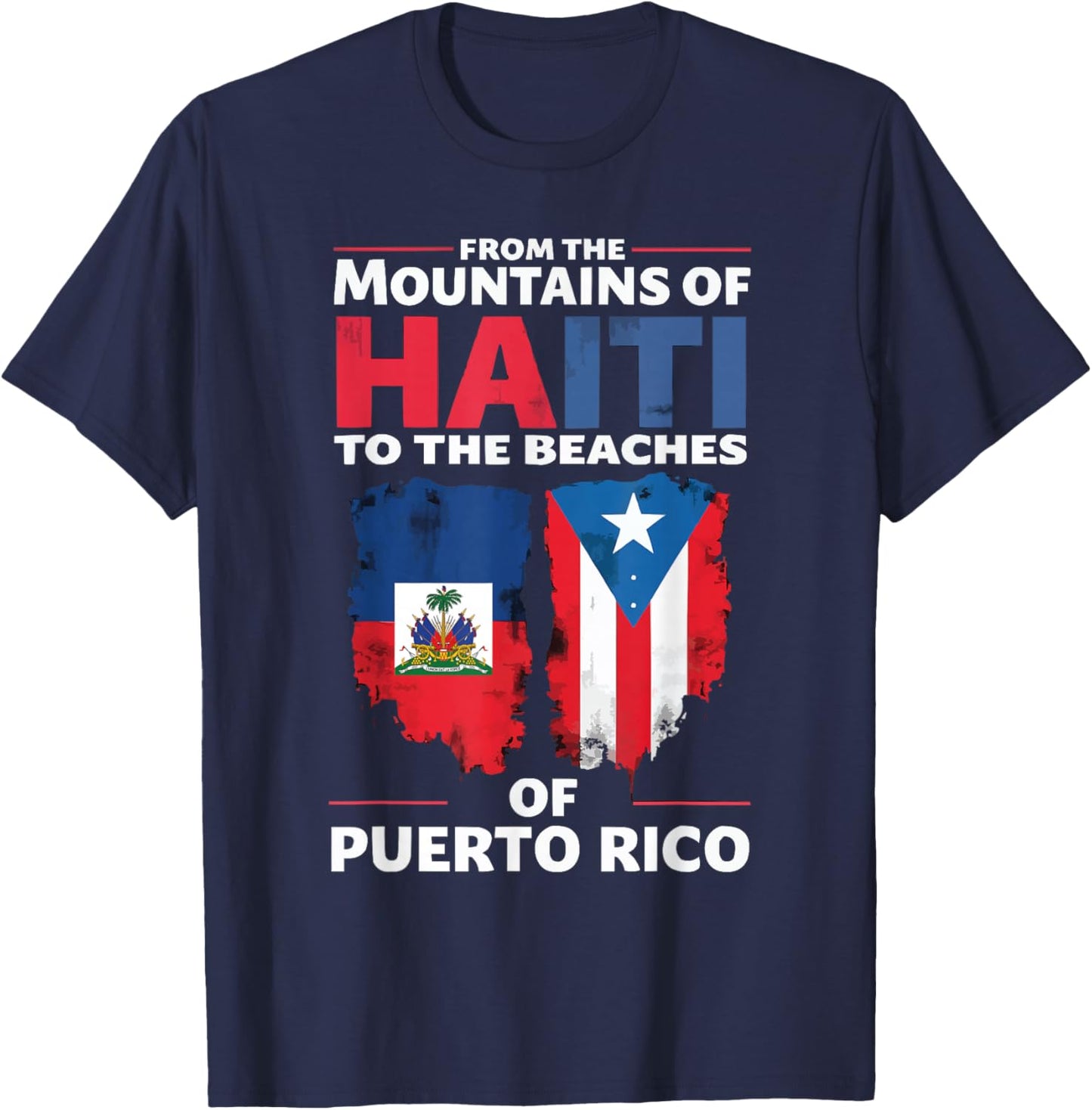 Half Haitian Half Puerto Rican Puerto Rico Flag Haiti T-Shirt - T-Shirt | Navy