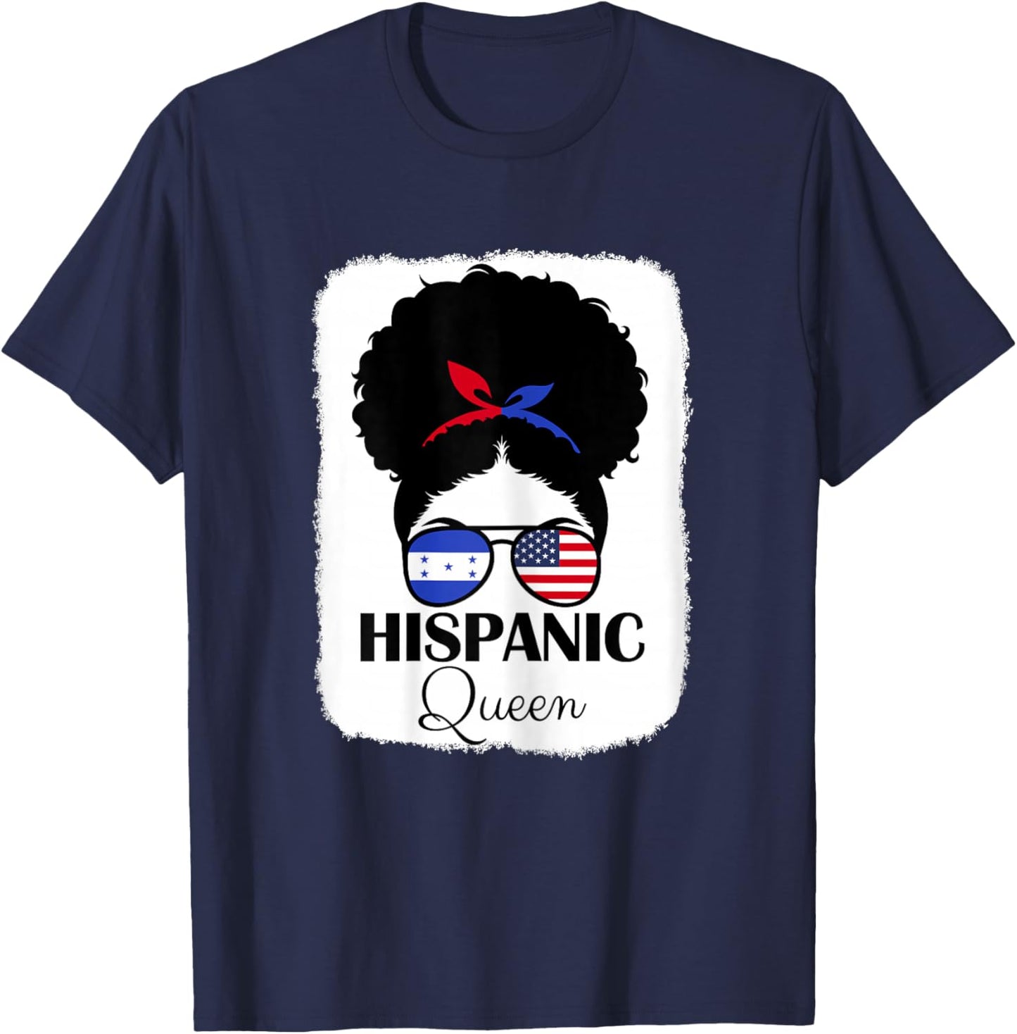 Hispanic Queen Roots USA and Honduras Mix Heritage T-Shirt - T-Shirt | Navy