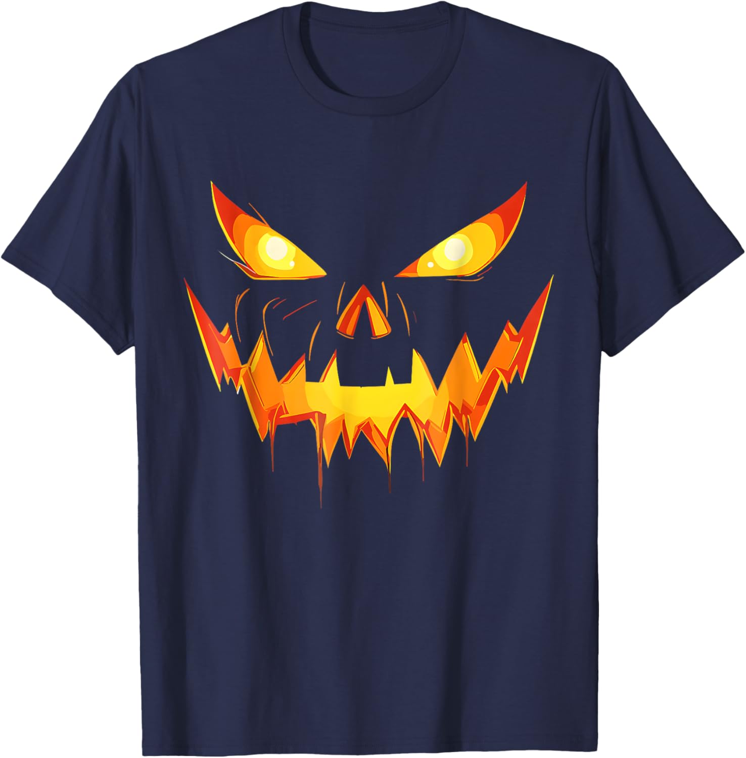 Scary Spooky Jack O Lantern Face Pumpkin Men Boys Halloween T-Shirt - T-Shirt | Navy