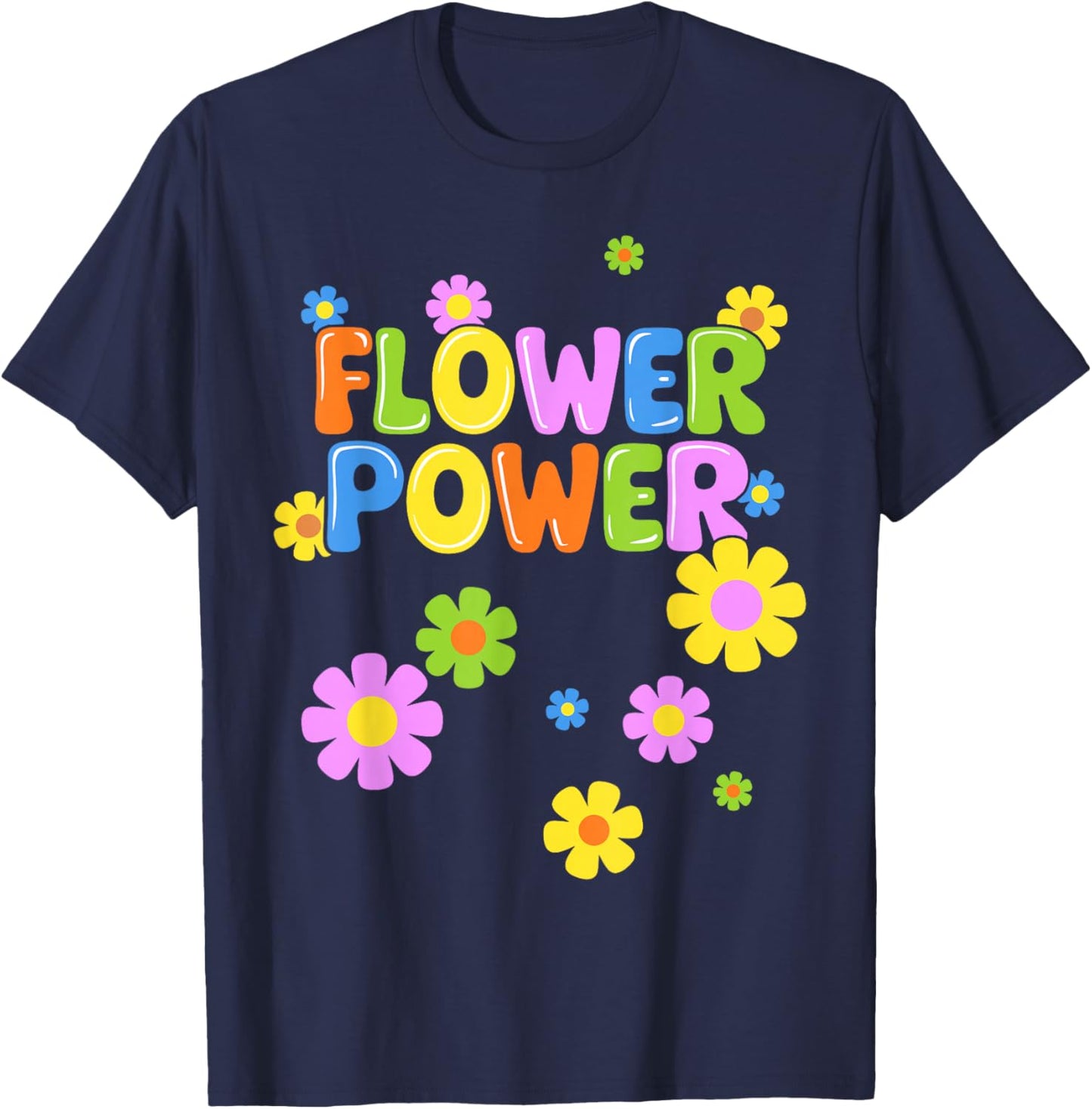 Flower Power Hippie Costume 60s 70s Party Carnival T-Shirt - T-Shirt | Navy