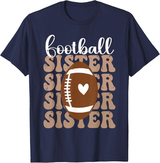 Football Sister Vintage Sport Lover Sister Mothers Day T-Shirt - T-Shirt | Navy