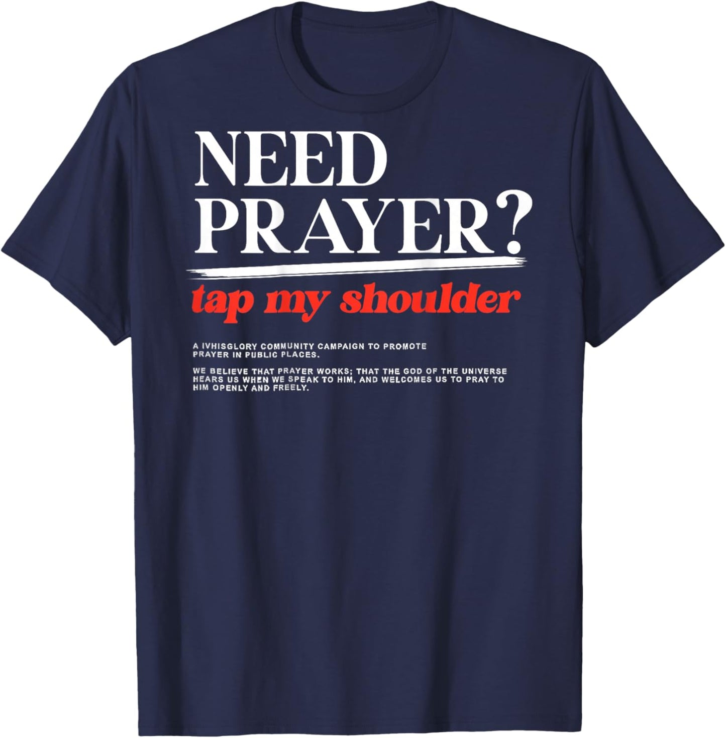 ON BACK Need Prayer Tap My Shoulder Men Women Christian T-Shirt - T-Shirt | Navy