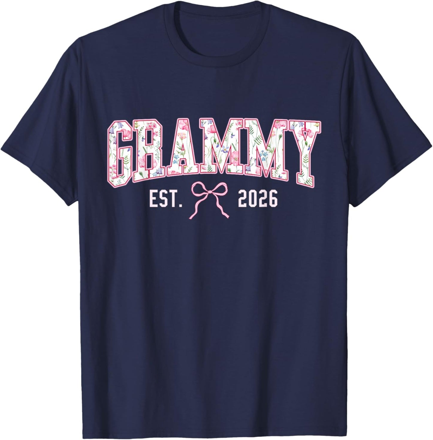 Mothers Day Grammy Est 2026 Coquette Bow Floral Women T-Shirt - T-Shirt | Navy