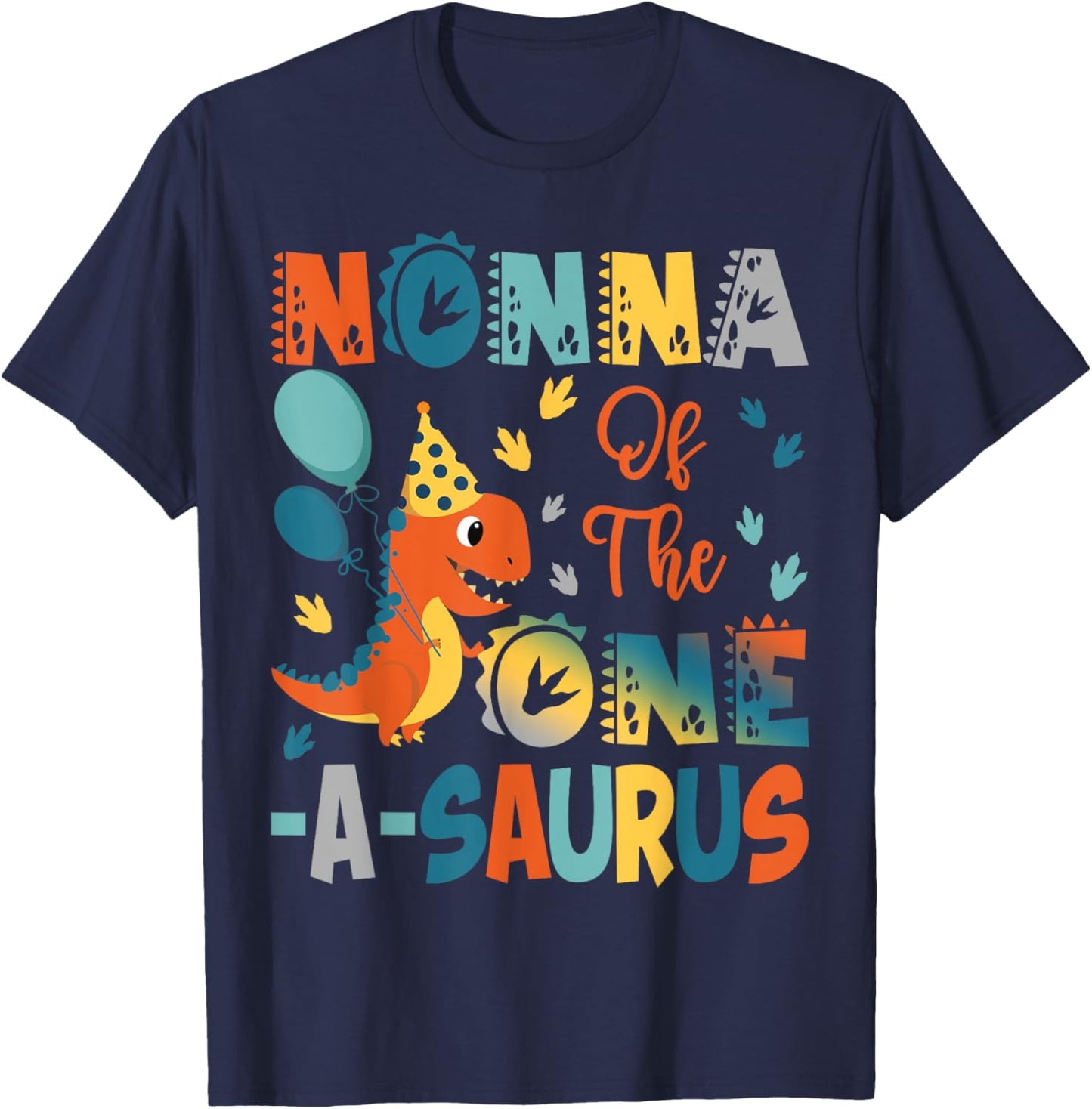 Nonna Of The One-A-Saurus 2Nd Birthday Dinosaur Party T-Shirt - T-Shirt | Navy