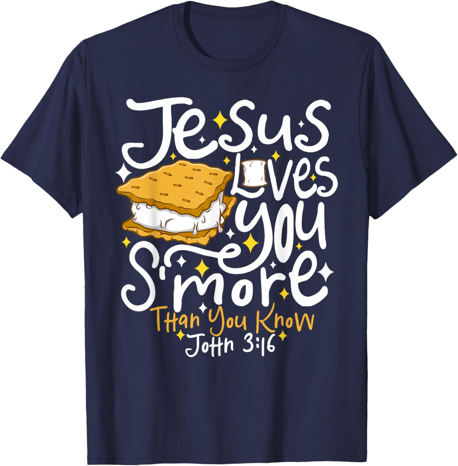Camping Smore Jesus Loves You John Bible Verse Christian T-Shirt - T-Shirt | Navy