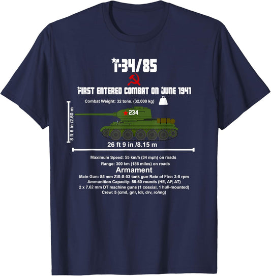 T-34/85 Art Historic: Armored Legends T-Shirt - T-Shirt | Navy