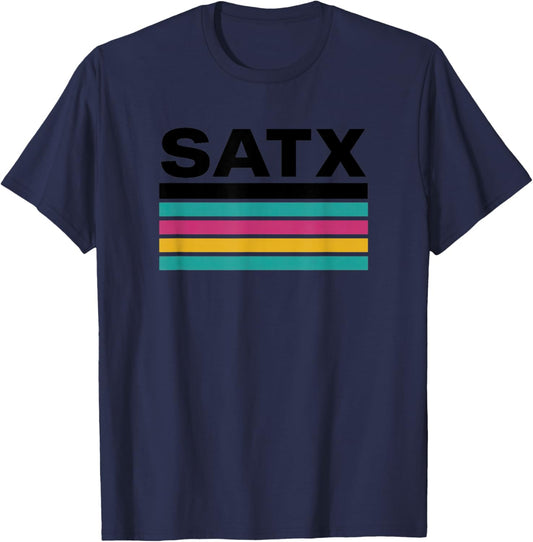San Antonio Texas SATX Block Letter City Design T-Shirt - T-Shirt | Navy