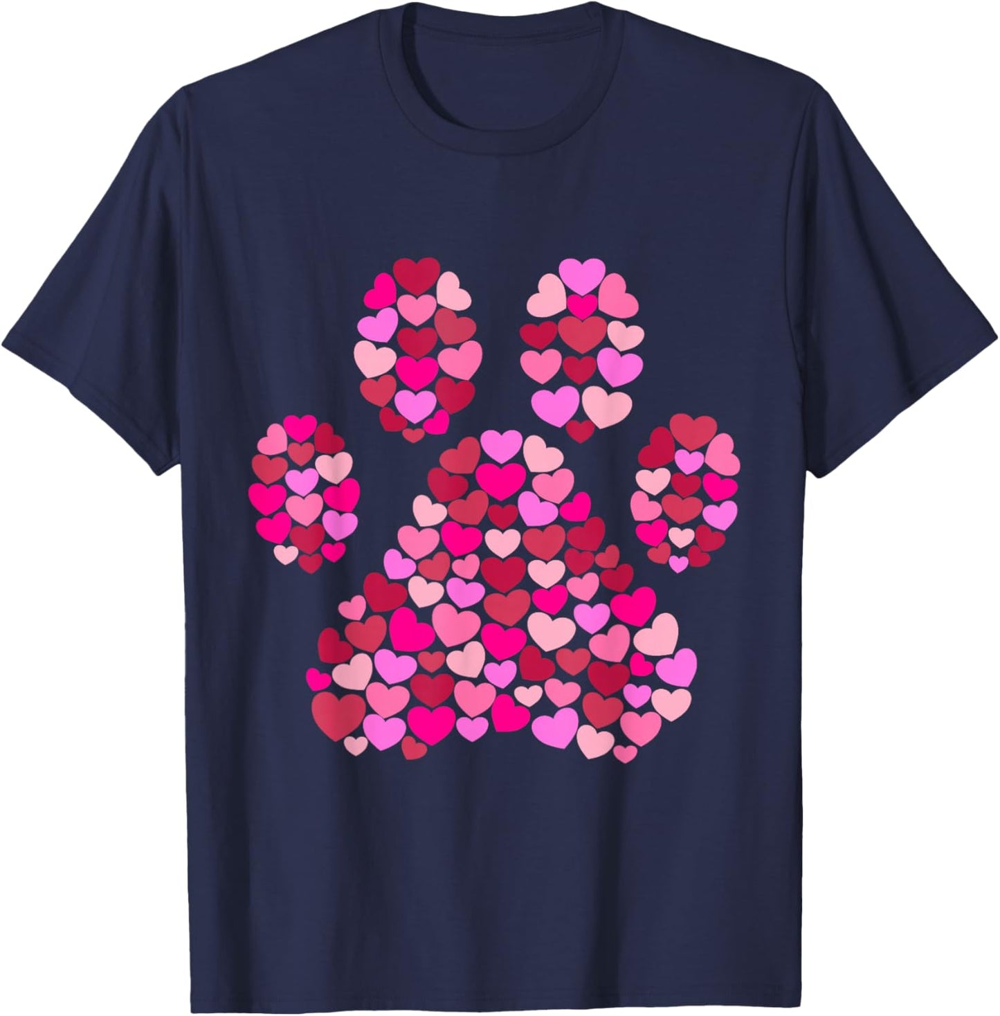 Paw Print Hearts Dog Lover Gift Men Women Girls Kids T-Shirt - T-Shirt | Navy