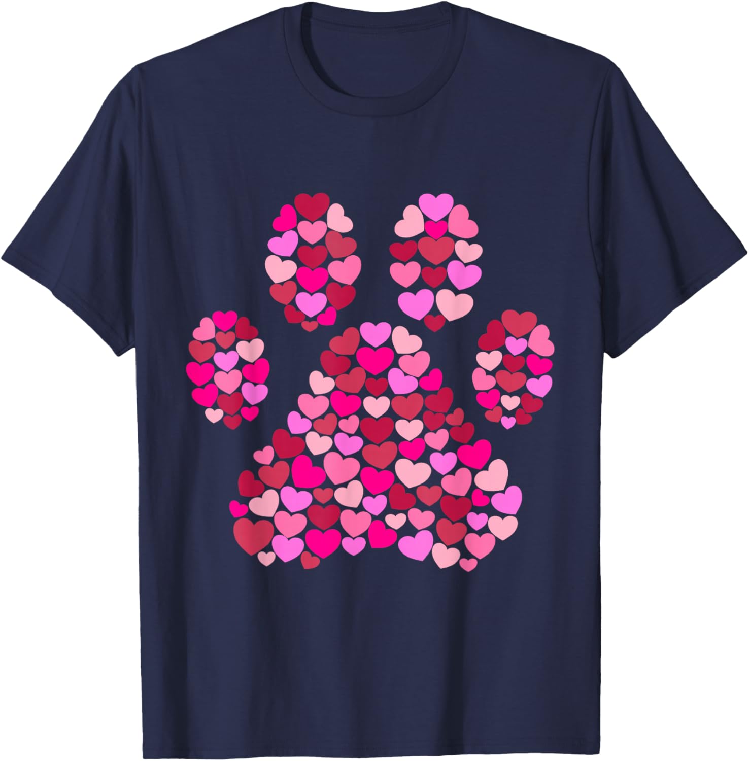 Paw Print Hearts Dog Lover Gift Men Women Girls Kids T-Shirt - T-Shirt | Navy