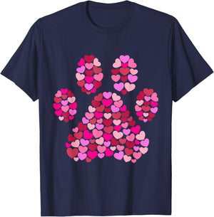 Paw Print Hearts Dog Lover Gift Men Women Girls Kids T-Shirt - T-Shirt | Navy