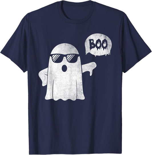 Thumbs Down Boo Ghost Funny Halloween Spooky Boo Men Women T-Shirt - T-Shirt | Navy