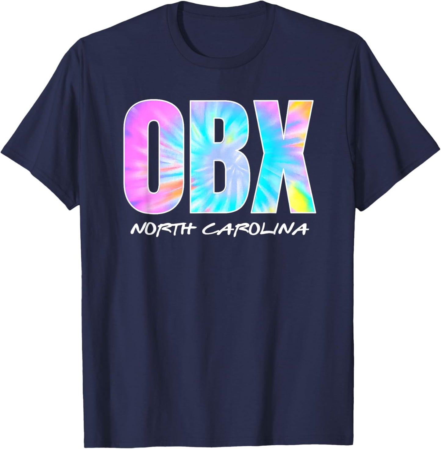 Retro Tie Dye OBX North Carolina Outer Banks Boys Girls T-Shirt - T-Shirt | Navy