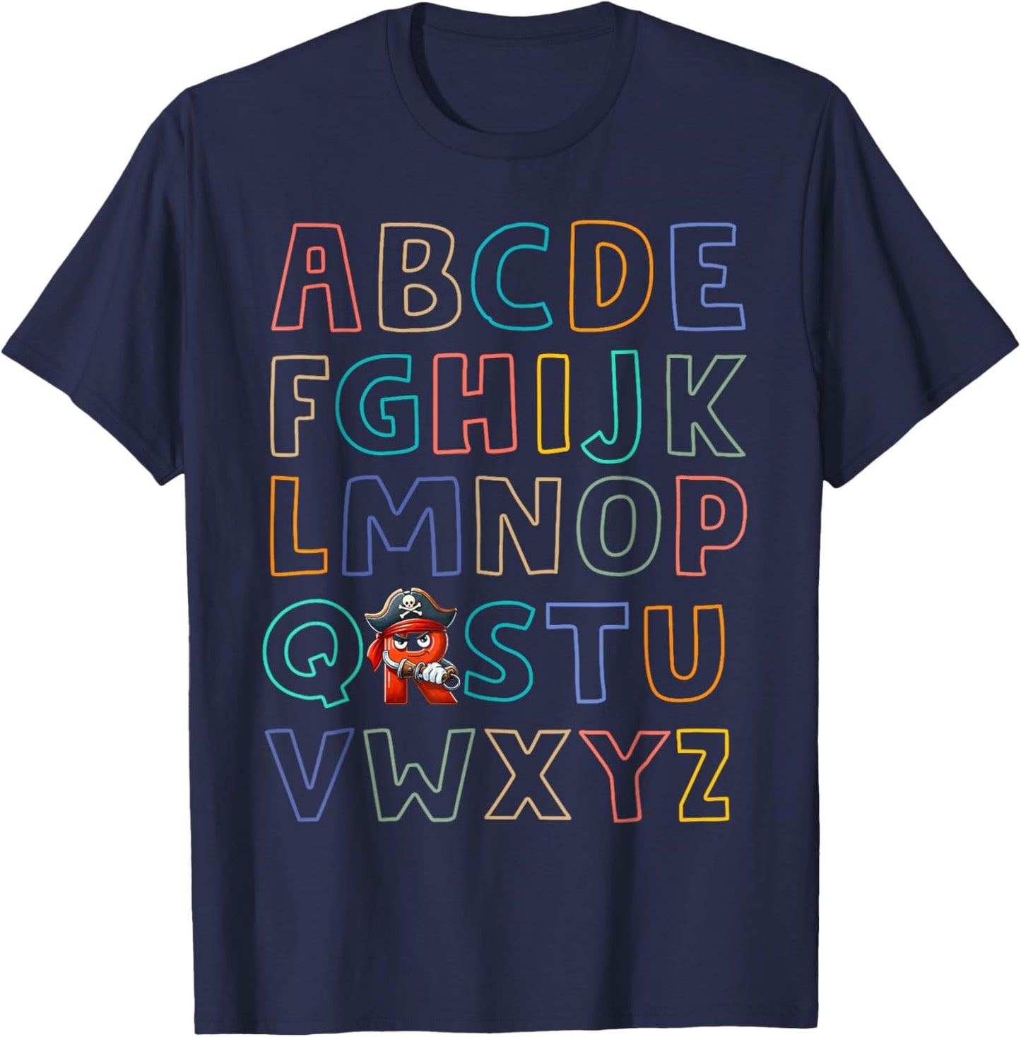 Funny Pirate Day Abc's Alphabet R Bandana Eyepatch Halloween T-Shirt - T-Shirt | Navy