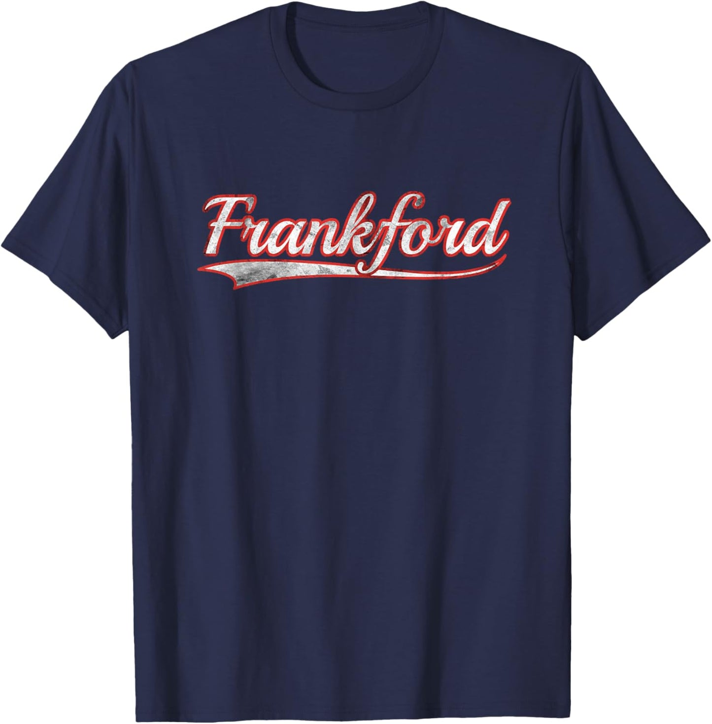Frankford Vintage Varsity Distressed Throwback Style T-Shirt - T-Shirt | Navy