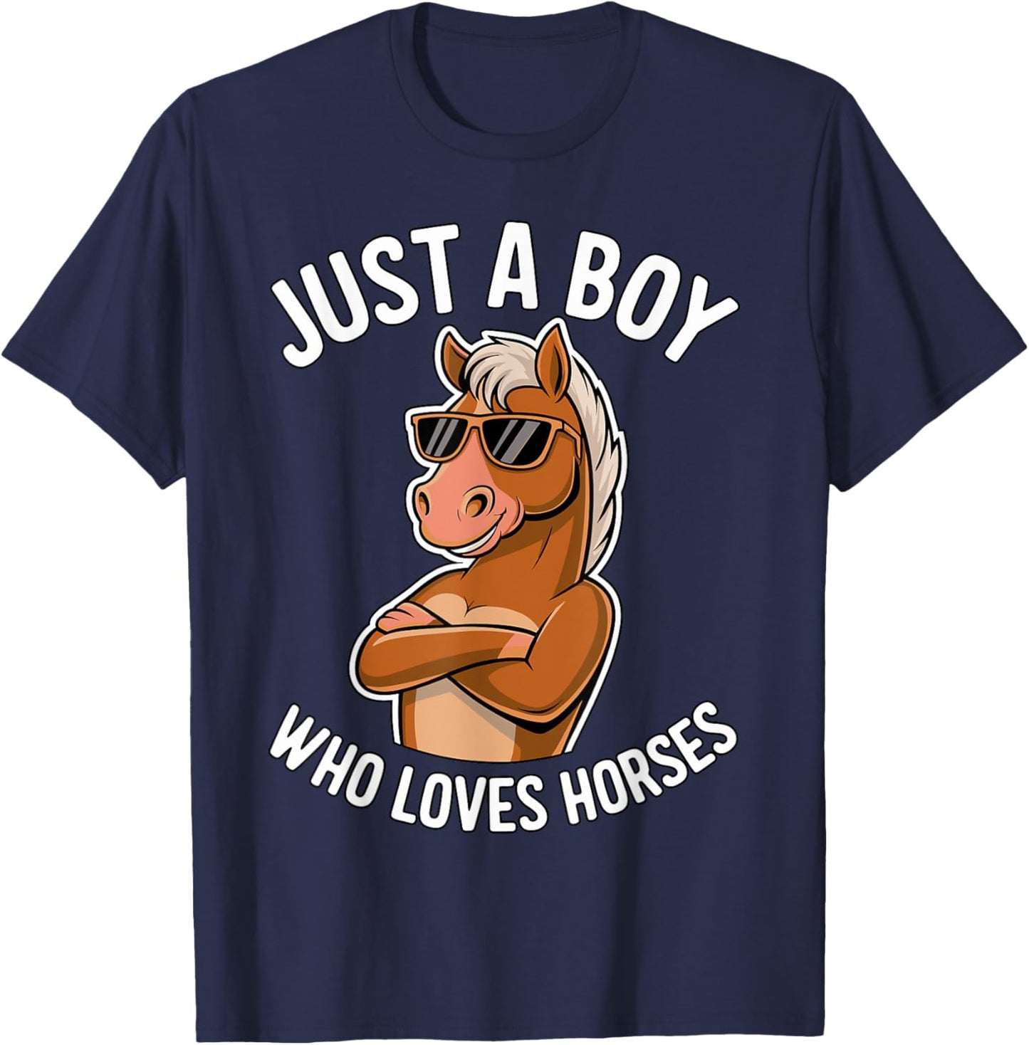 Just a Boy who loves Horses Equestrian Horseback T-Shirt - T-Shirt | Navy