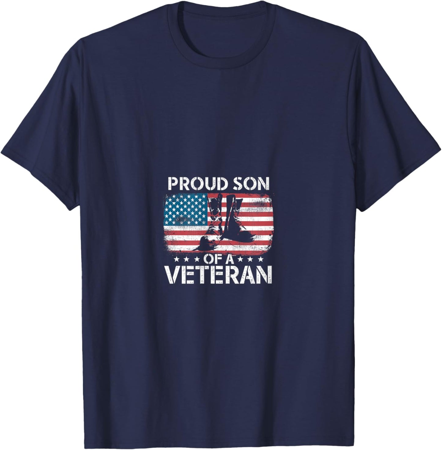 Proud Son Of A Veteran Usa Tribute T-Shirt - T-Shirt | Navy