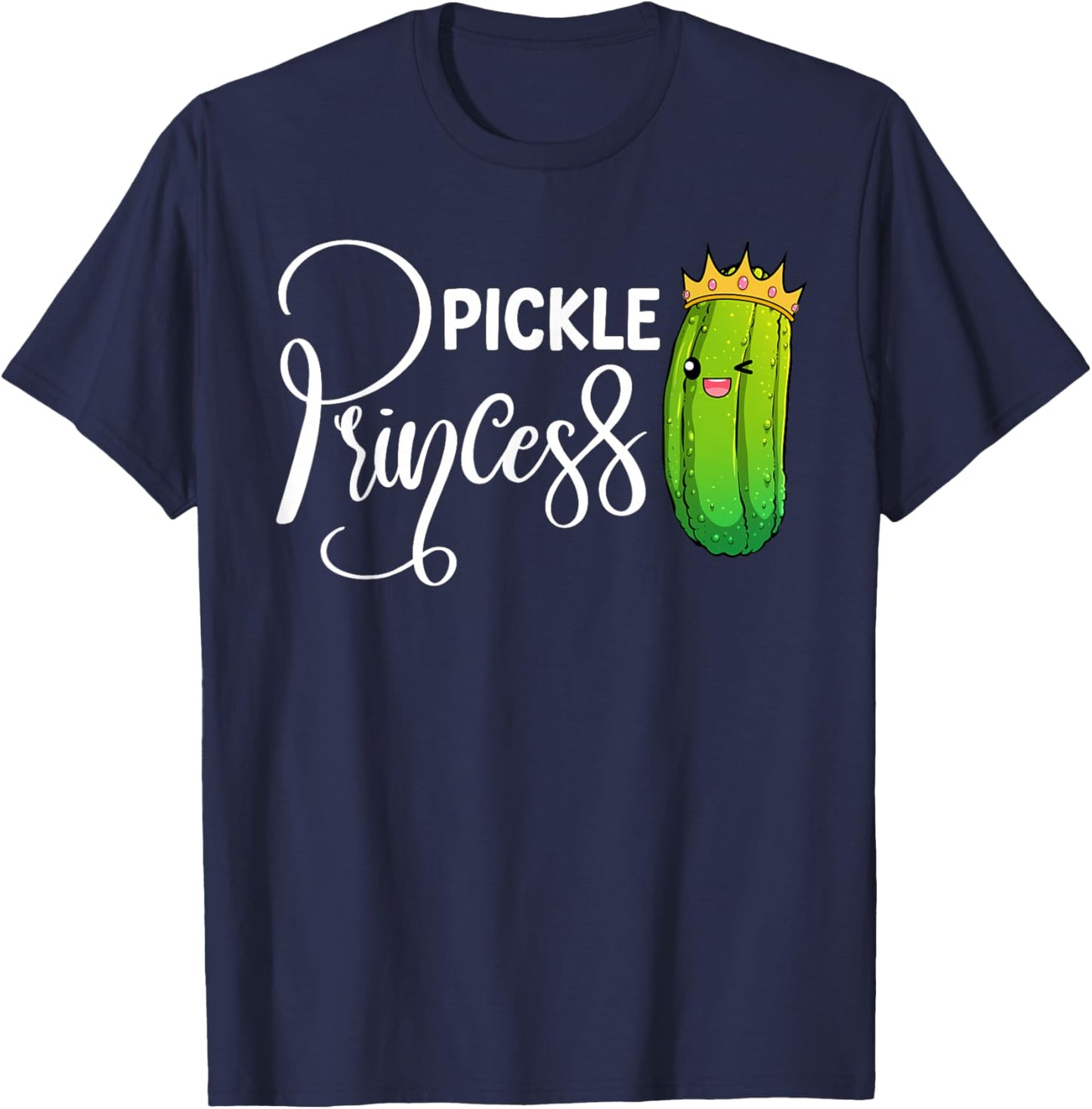 Cool Pickle Princess Art Girls Dill Pickle Novelty T-Shirt - T-Shirt | Navy