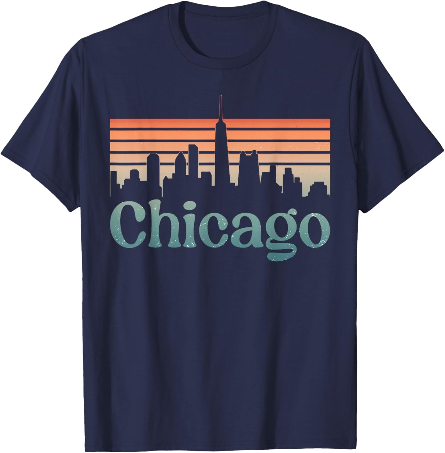 Chicago City Downtown Skyline Lover Illinois Trip Souvenir T-Shirt - T-Shirt | Navy