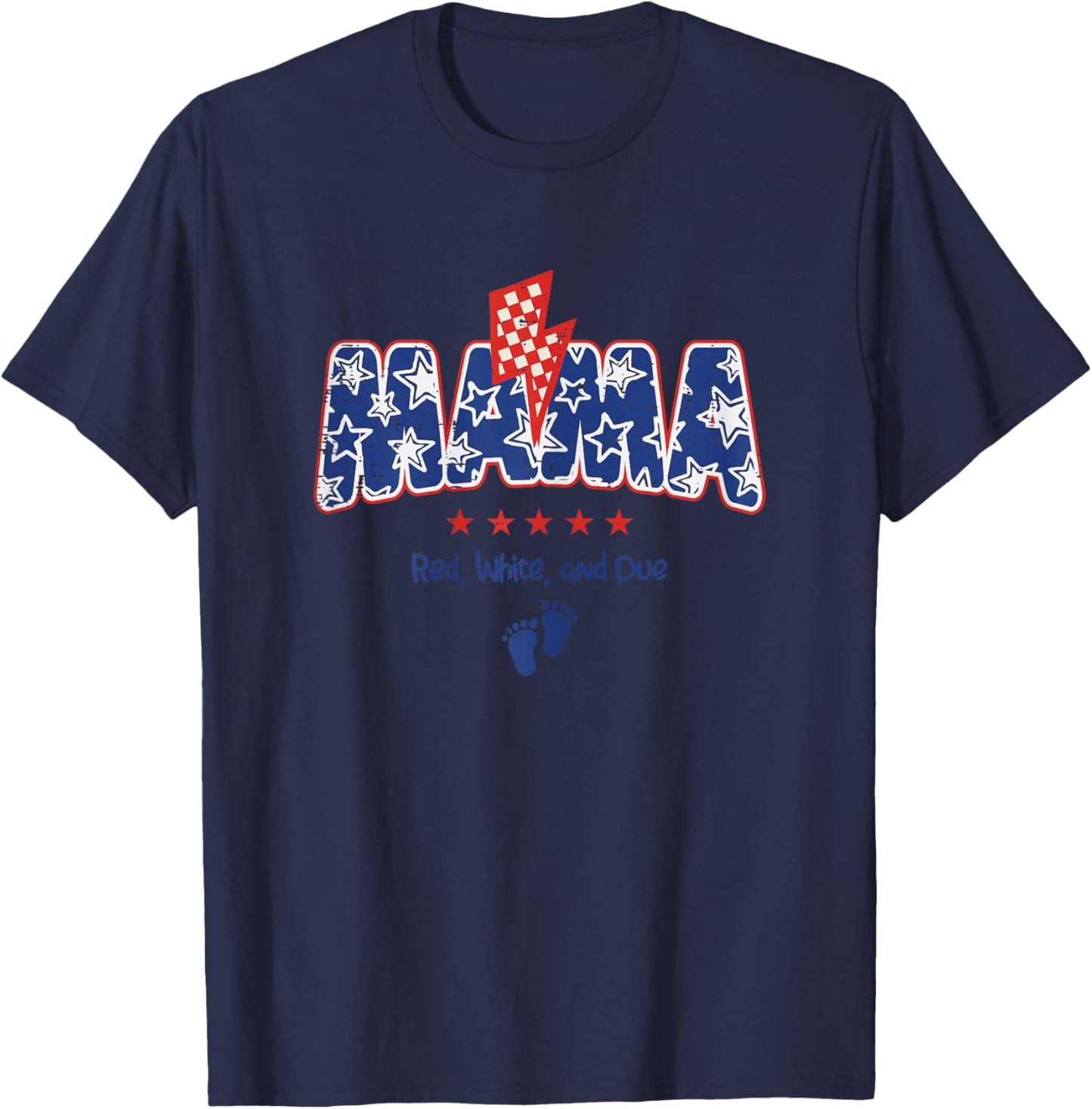 Mama 4th of July Pregnancy Announcement Matching Women T-Shirt - T-Shirt | Navy