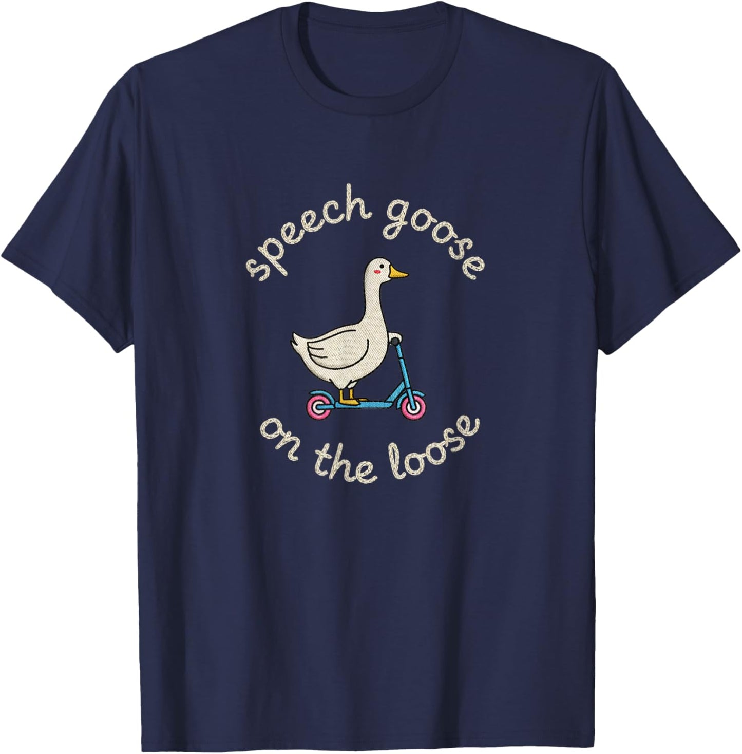 Speech Goose On The Loose Funny Bird Scooter T-Shirt - T-Shirt | Navy