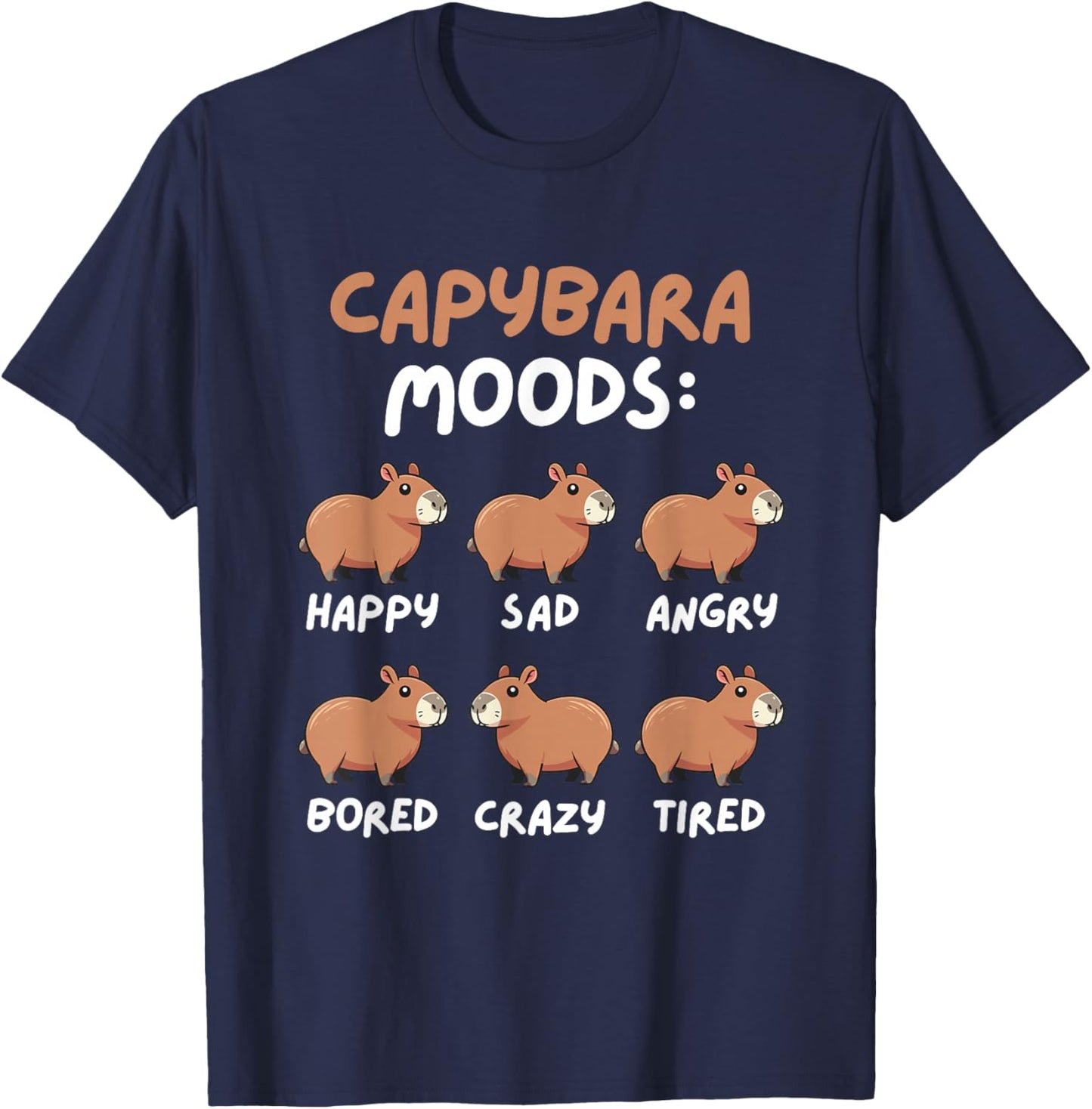 Funny Cute Capybara Moods Children Men Women T-Shirt - T-Shirt | Navy