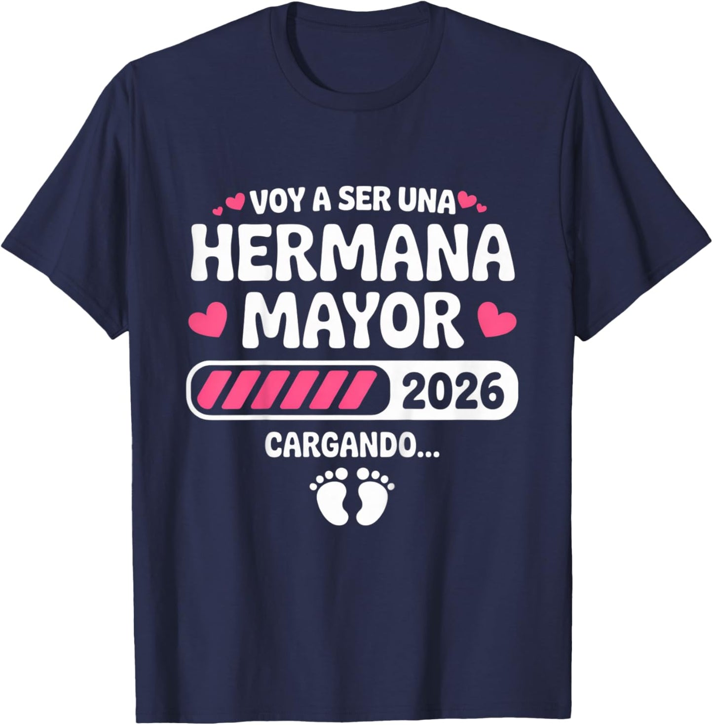Kids Hermana Mayor 2026 Big Sister 2026 Spanish Groovy T-Shirt - T-Shirt | Navy
