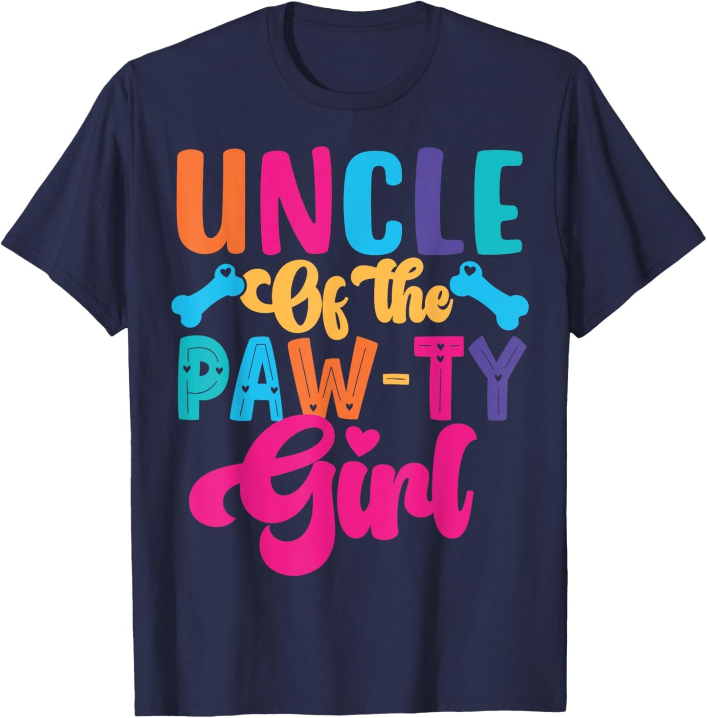 Uncle Of The Birthday Girl Dog Paw Family Matching Party T-Shirt - T-Shirt | Navy