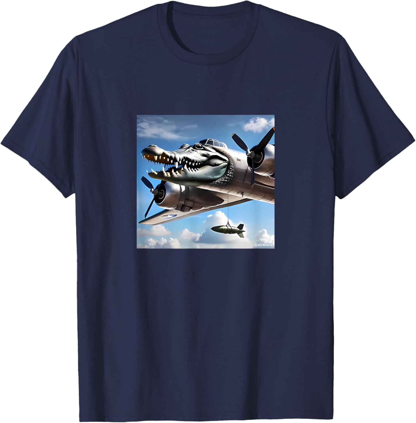 bombardino crocodino Funny Gen Alpha Shark Meme T-Shirt - T-Shirt | Navy