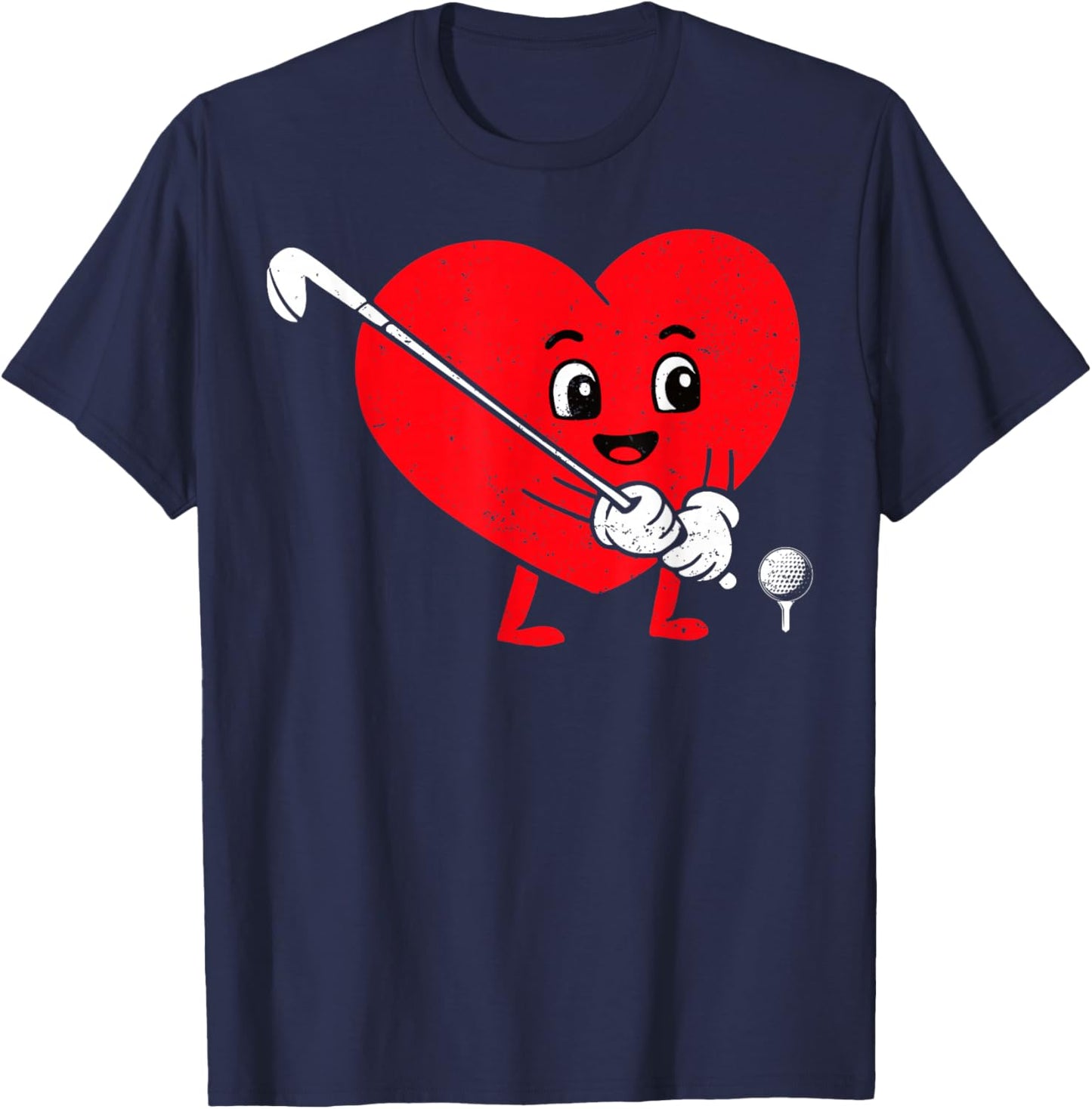 Happy Valentine Golf Heart Matching Couples T-Shirt - T-Shirt | Navy