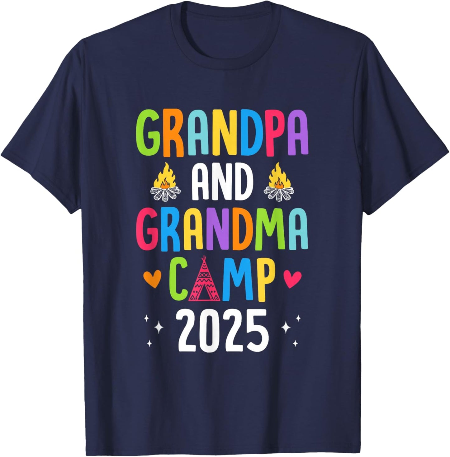 Grandparents Camp 2025 Cousins Summer Camping Vacation T-Shirt - T-Shirt | Navy