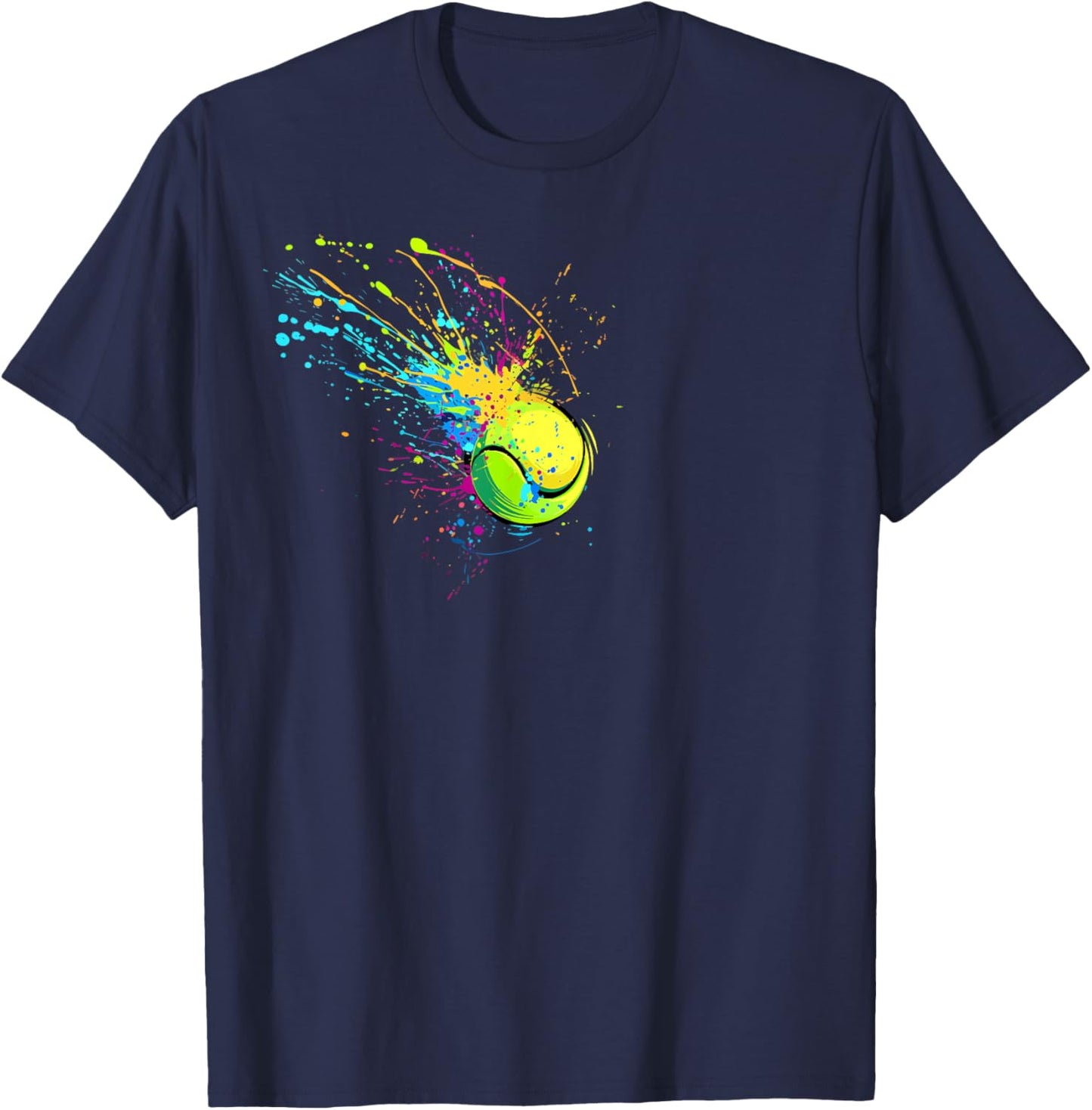 Colorful Tennis Ball Splash Art Tennis Lover T-Shirt - T-Shirt | Navy