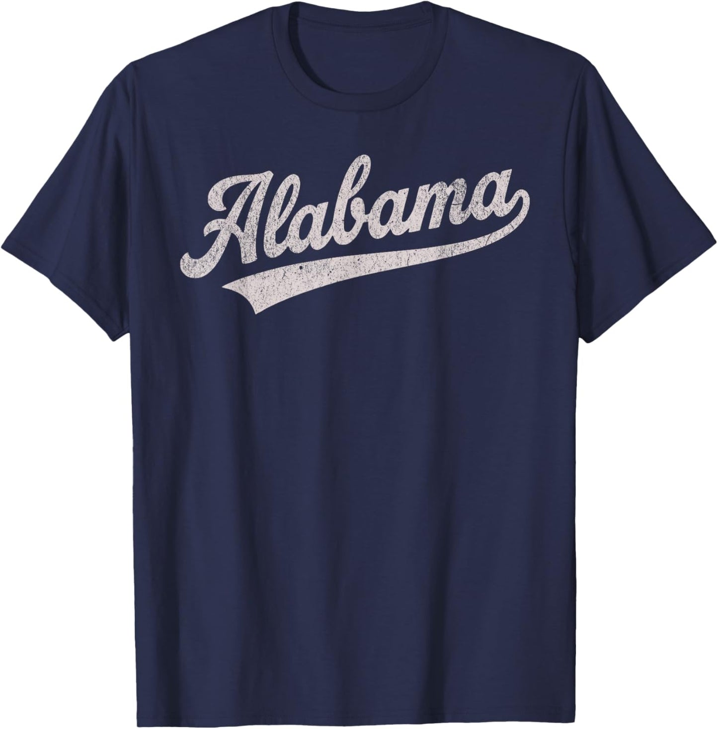 Alabama Script Vintage Distressed Pride Design T-Shirt - T-Shirt | Navy