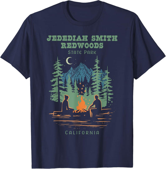 Jedediah Smith Redwoods State Park California Retro Vintage T-Shirt - T-Shirt | Navy