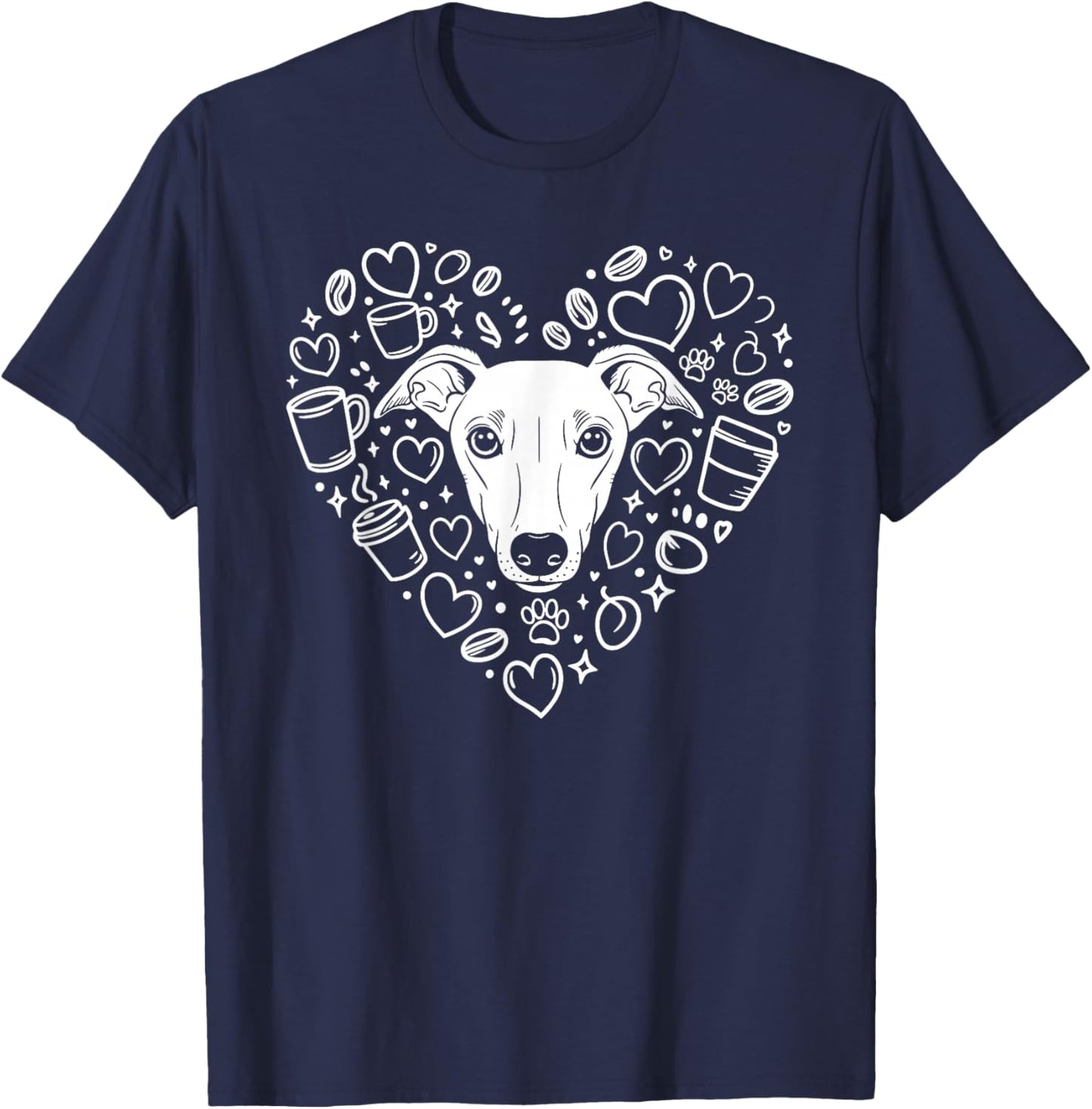 Drawing Art Whippet Coffee Whippets T-Shirt - T-Shirt | Navy