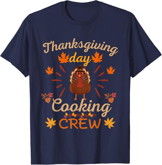 Thanksgiving Day Cooking Crew Funny T-Shirt - T-Shirt | Navy