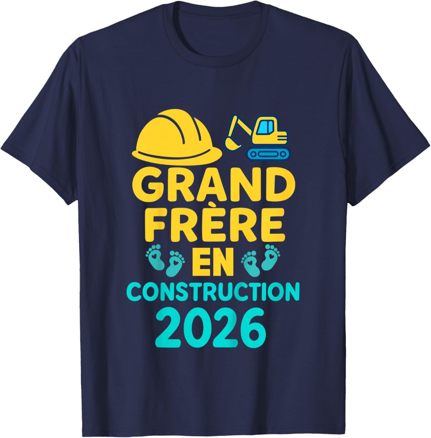 Kid Big Brother in 2026 Funny Construction Vehicle T-Shirt - T-Shirt | Navy