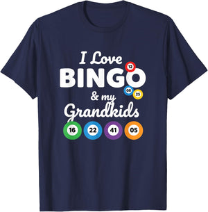 Grandparent I Love Bingo & My Grandkids T-Shirt - T-Shirt | Navy